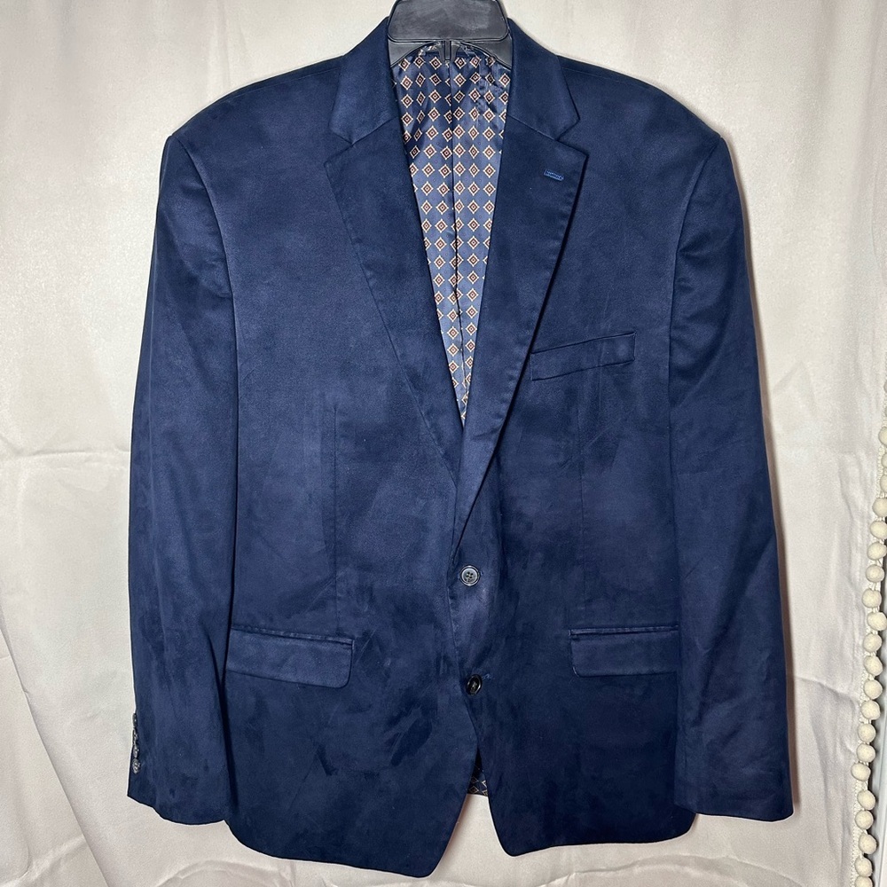 Ralph Lauren‎ Faux Suede Navy Blue Sport Coat Blazer 46R